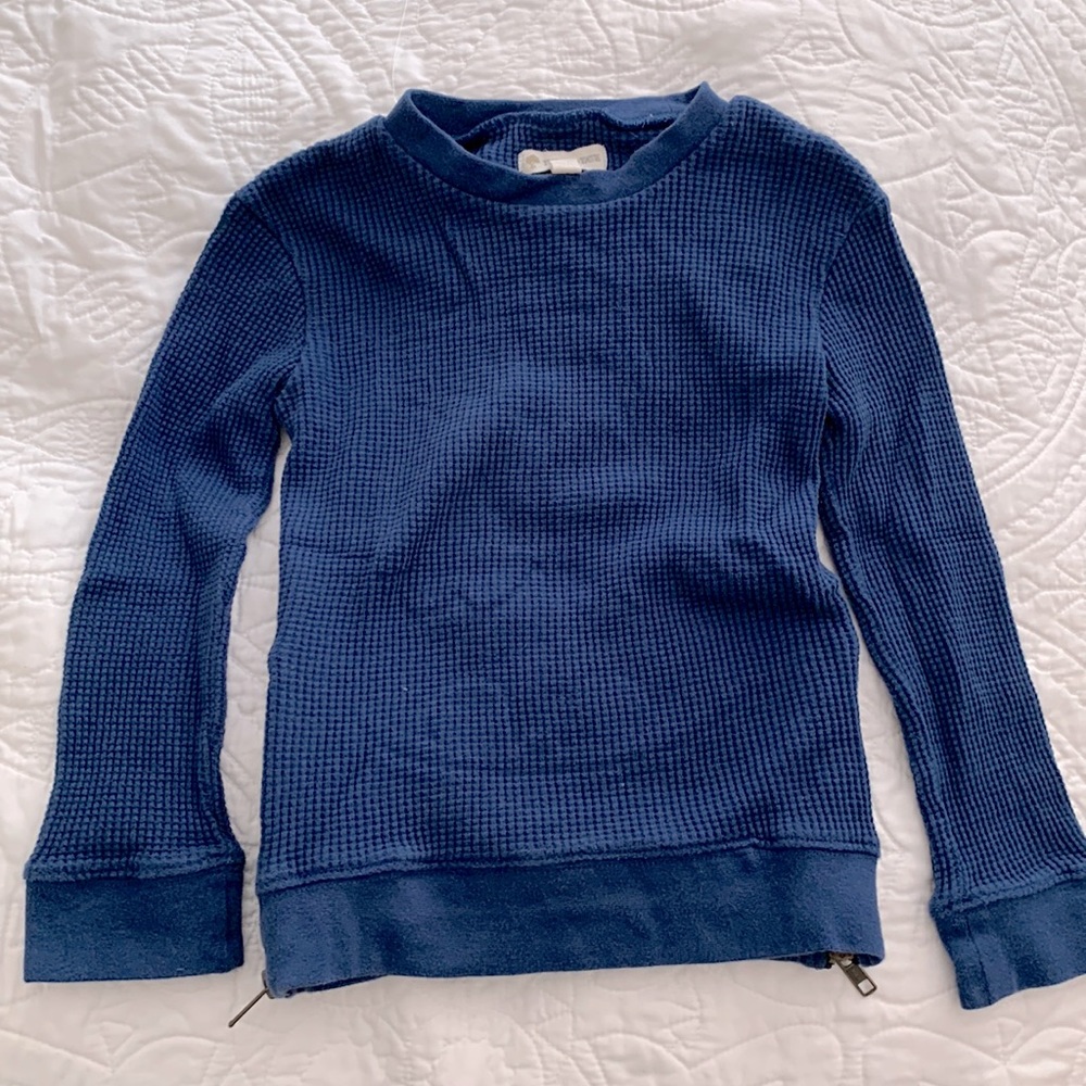 Boys waffle knit long sleeve tee with zippers on sides
